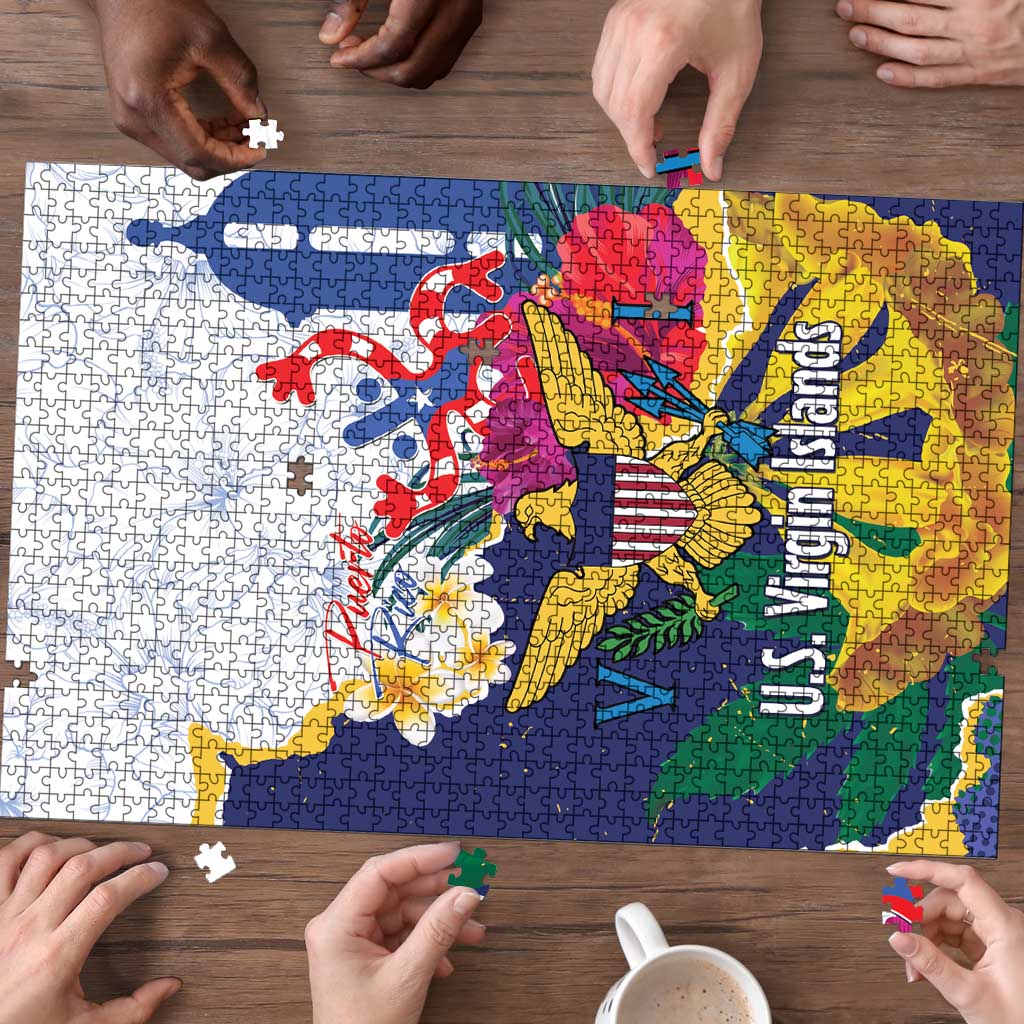 US Virgin Islands - Puerto Rico Day Puzzle Boricua Coqui Yellow-colored Eagle - Wonder Print Shop