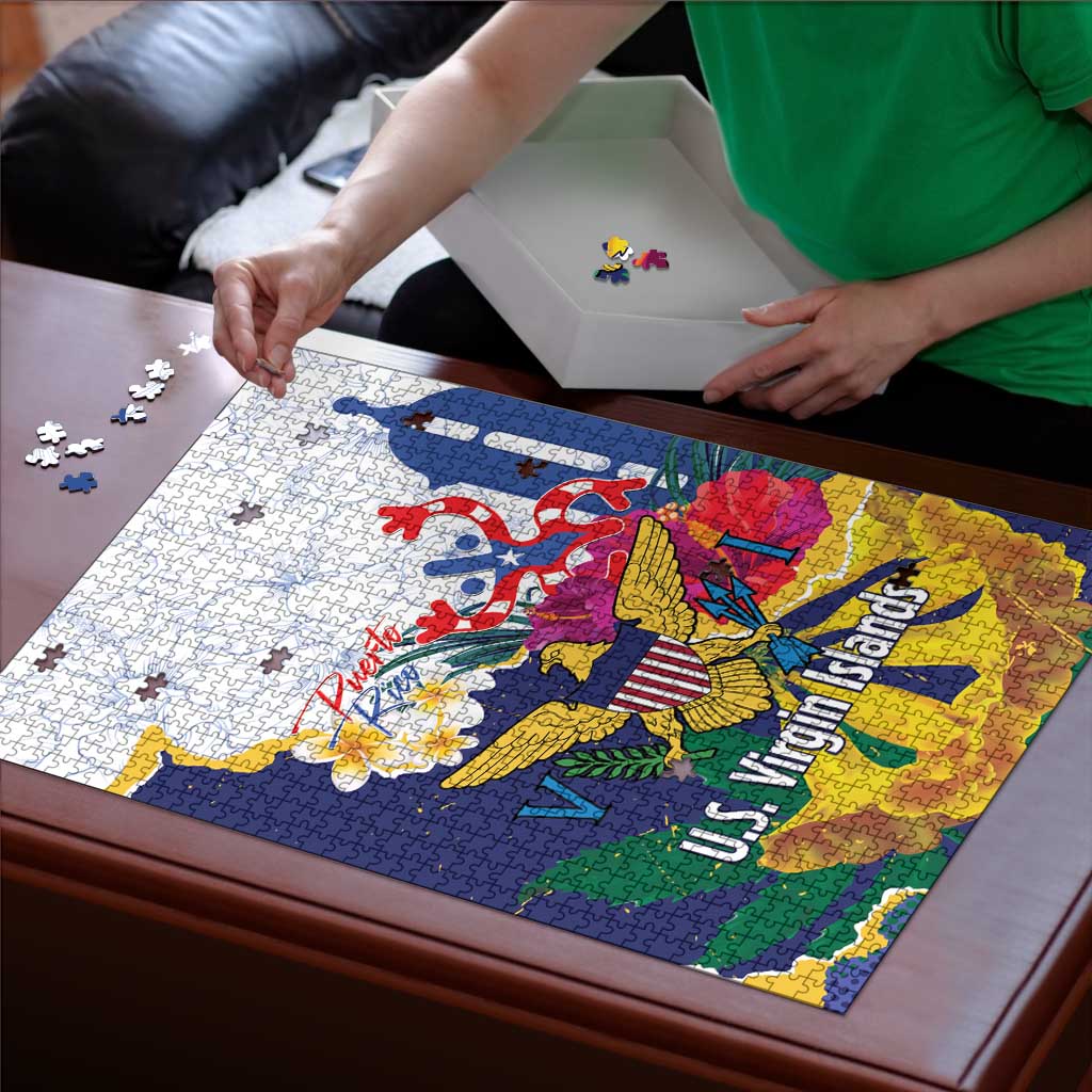 US Virgin Islands - Puerto Rico Day Puzzle Boricua Coqui Yellow-colored Eagle - Wonder Print Shop