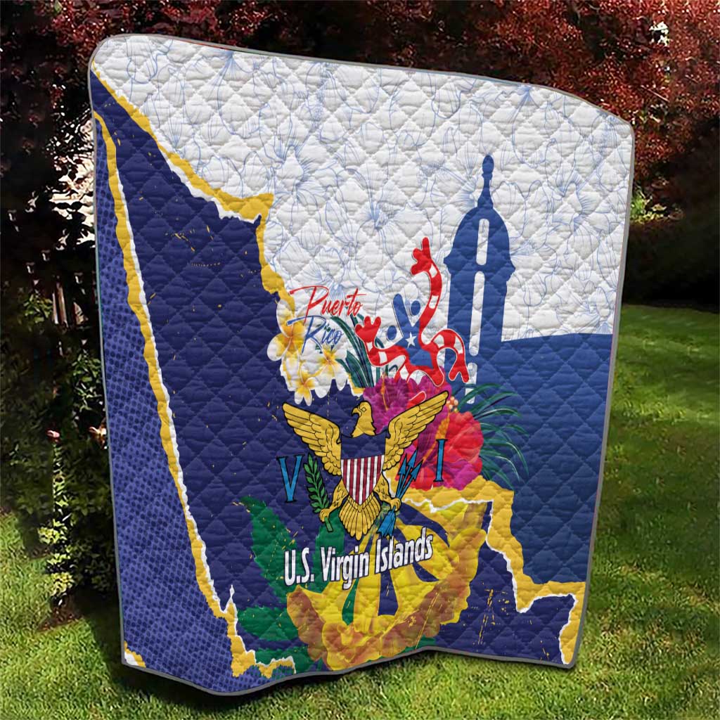 US Virgin Islands - Puerto Rico Day Quilt Boricua Coqui Yellow-colored Eagle - Wonder Print Shop