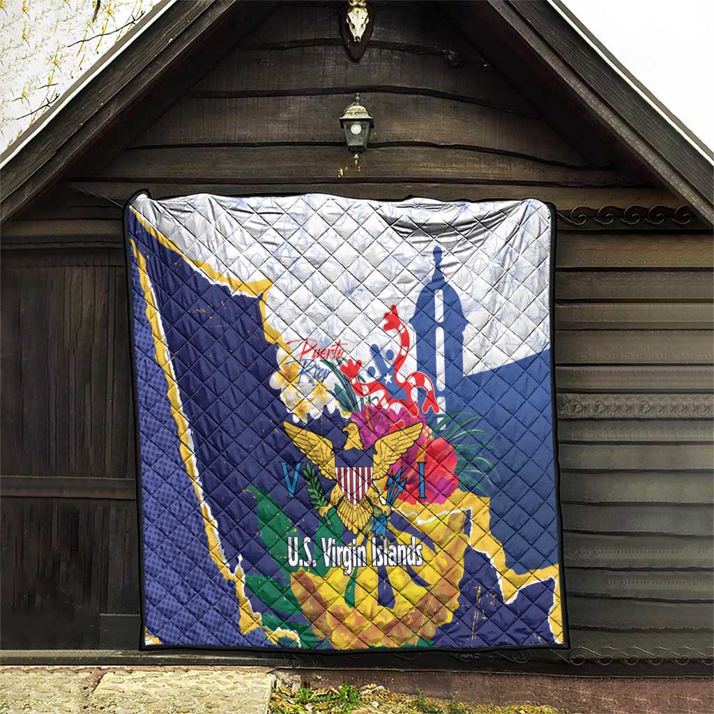 US Virgin Islands - Puerto Rico Day Quilt Boricua Coqui Yellow-colored Eagle - Wonder Print Shop