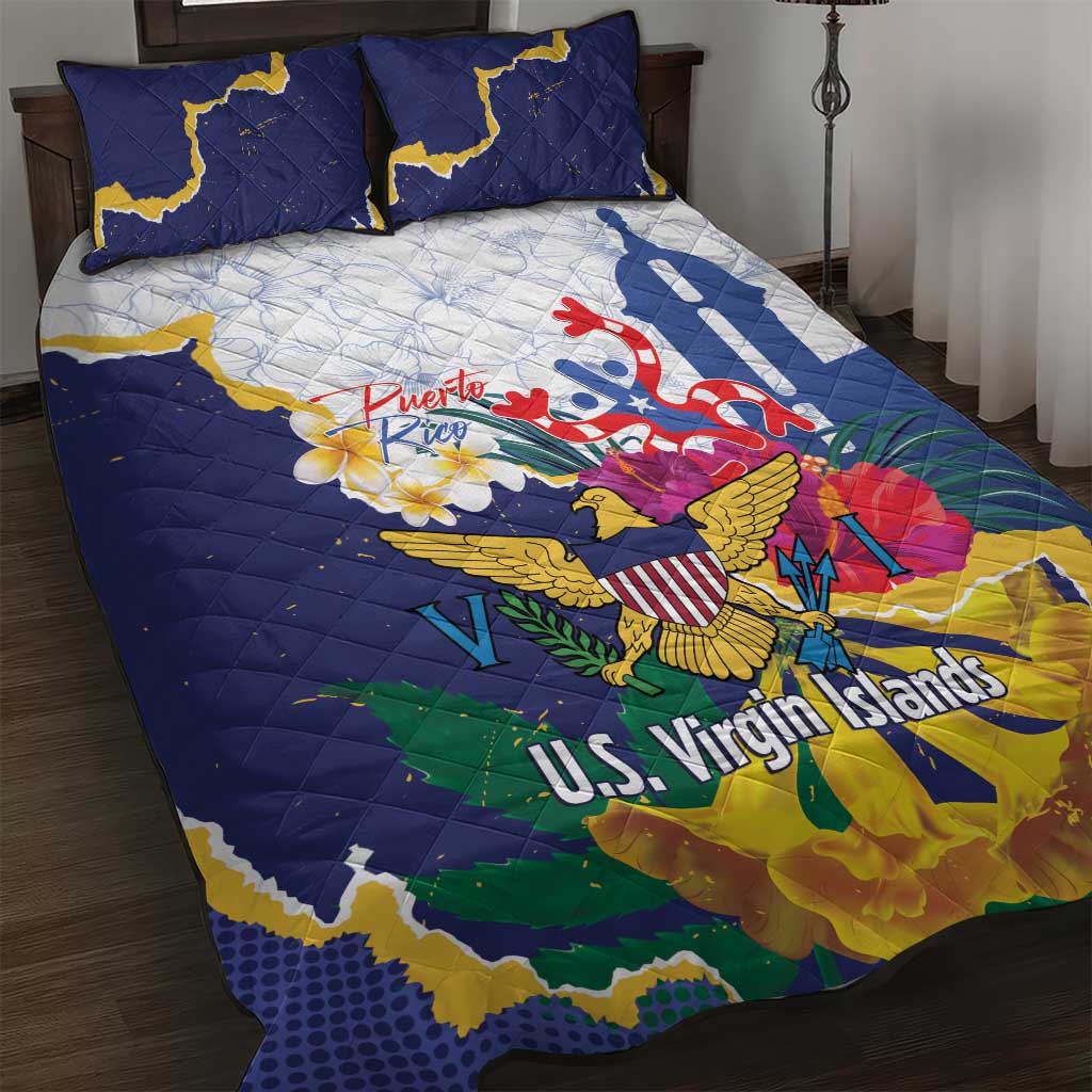 US Virgin Islands - Puerto Rico Day Quilt Bed Set Boricua Coqui Yellow-colored Eagle - Wonder Print Shop
