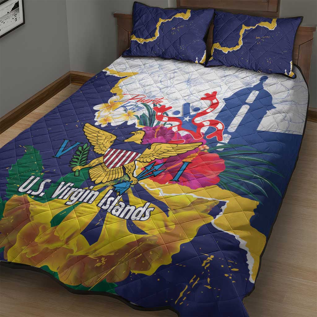 US Virgin Islands - Puerto Rico Day Quilt Bed Set Boricua Coqui Yellow-colored Eagle - Wonder Print Shop
