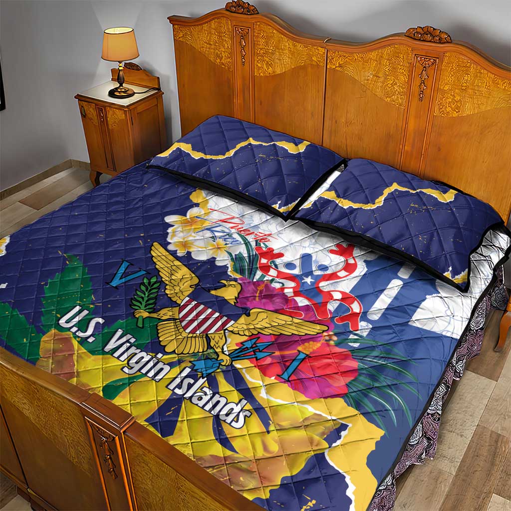 US Virgin Islands - Puerto Rico Day Quilt Bed Set Boricua Coqui Yellow-colored Eagle - Wonder Print Shop