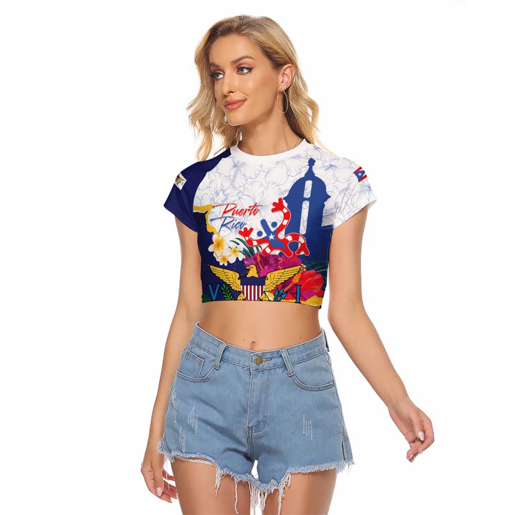 US Virgin Islands - Puerto Rico Day Raglan Cropped T Shirt Boricua Coqui Yellow-colored Eagle - Wonder Print Shop