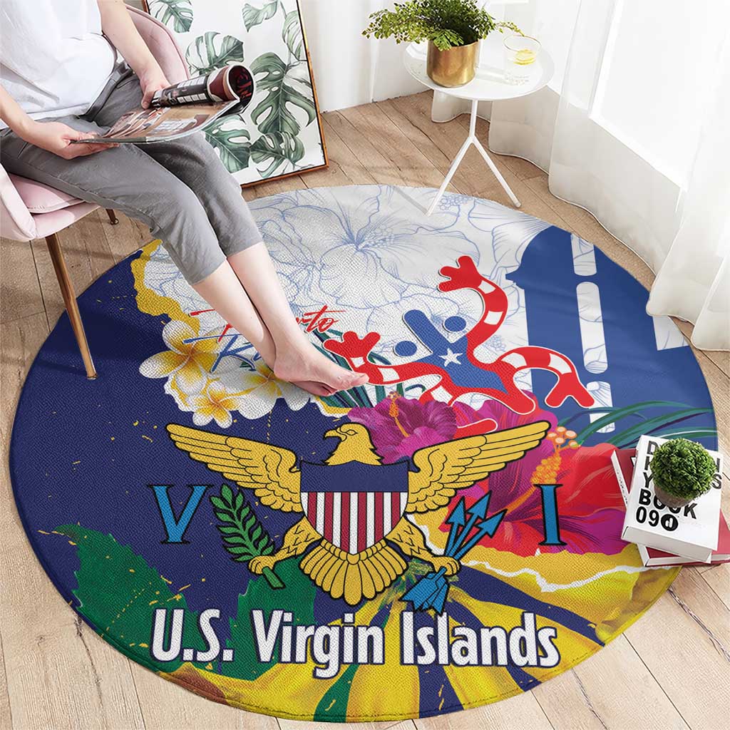US Virgin Islands - Puerto Rico Day Round Carpet Boricua Coqui Yellow-colored Eagle - Wonder Print Shop