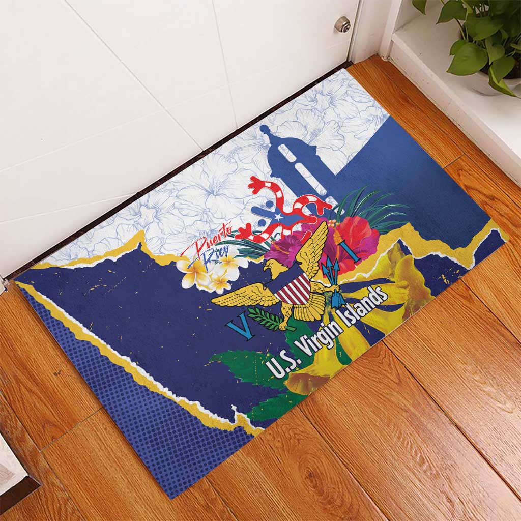 US Virgin Islands - Puerto Rico Day Rubber Doormat Boricua Coqui Yellow-colored Eagle - Wonder Print Shop
