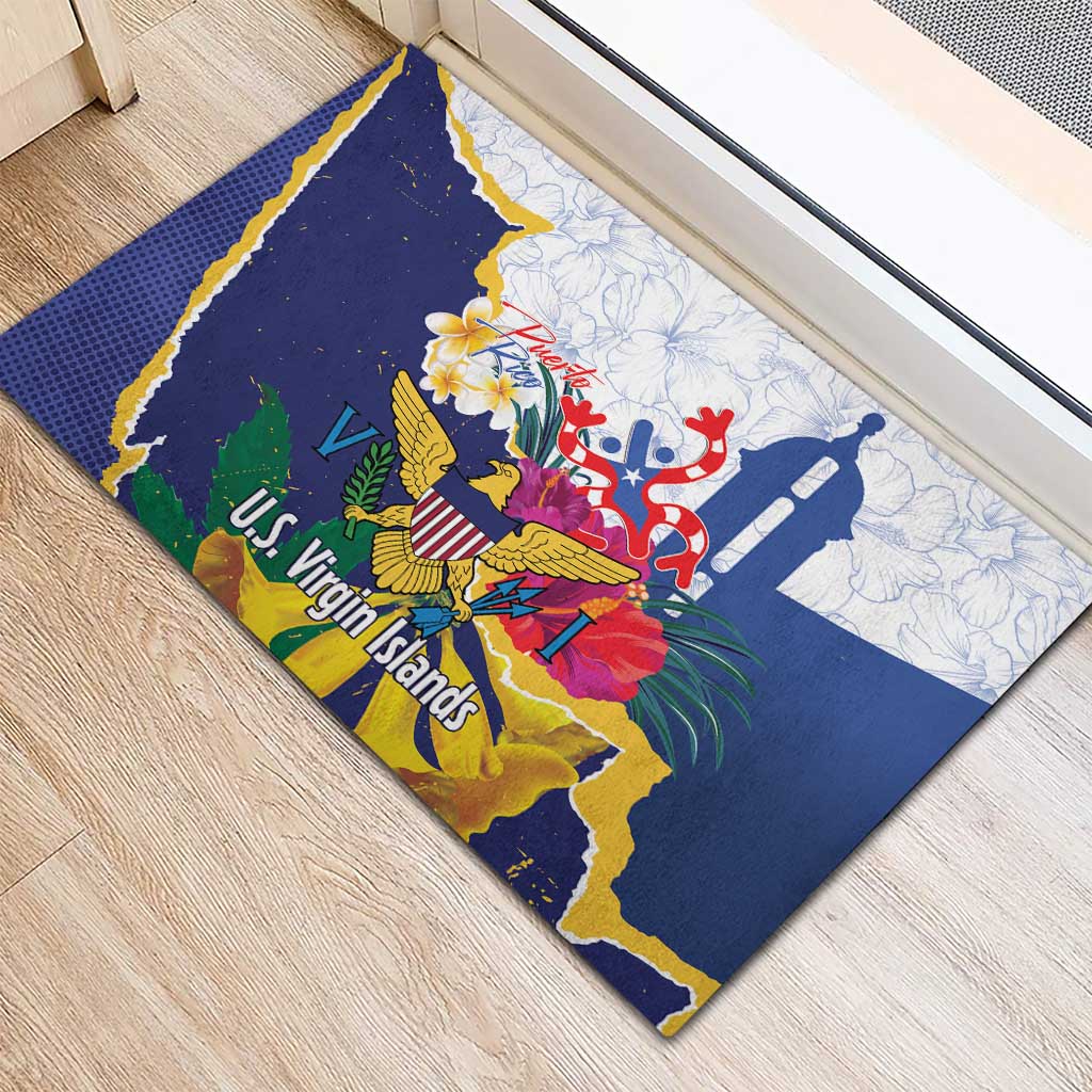 US Virgin Islands - Puerto Rico Day Rubber Doormat Boricua Coqui Yellow-colored Eagle - Wonder Print Shop