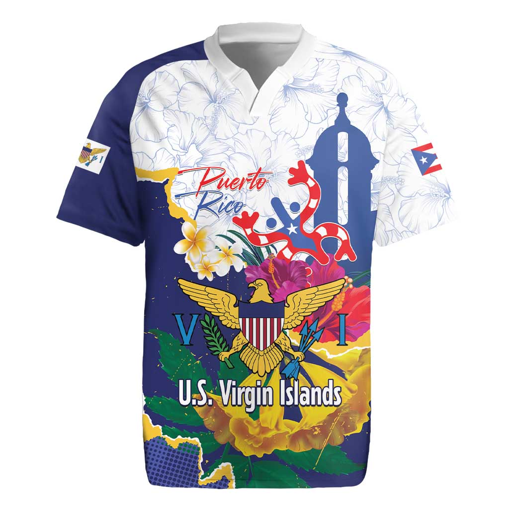 US Virgin Islands - Puerto Rico Day Rugby Jersey Boricua Coqui Yellow-colored Eagle - Wonder Print Shop