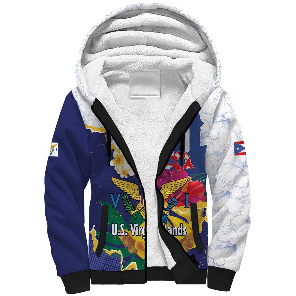 US Virgin Islands - Puerto Rico Day Sherpa Hoodie Boricua Coqui Yellow-colored Eagle - Wonder Print Shop