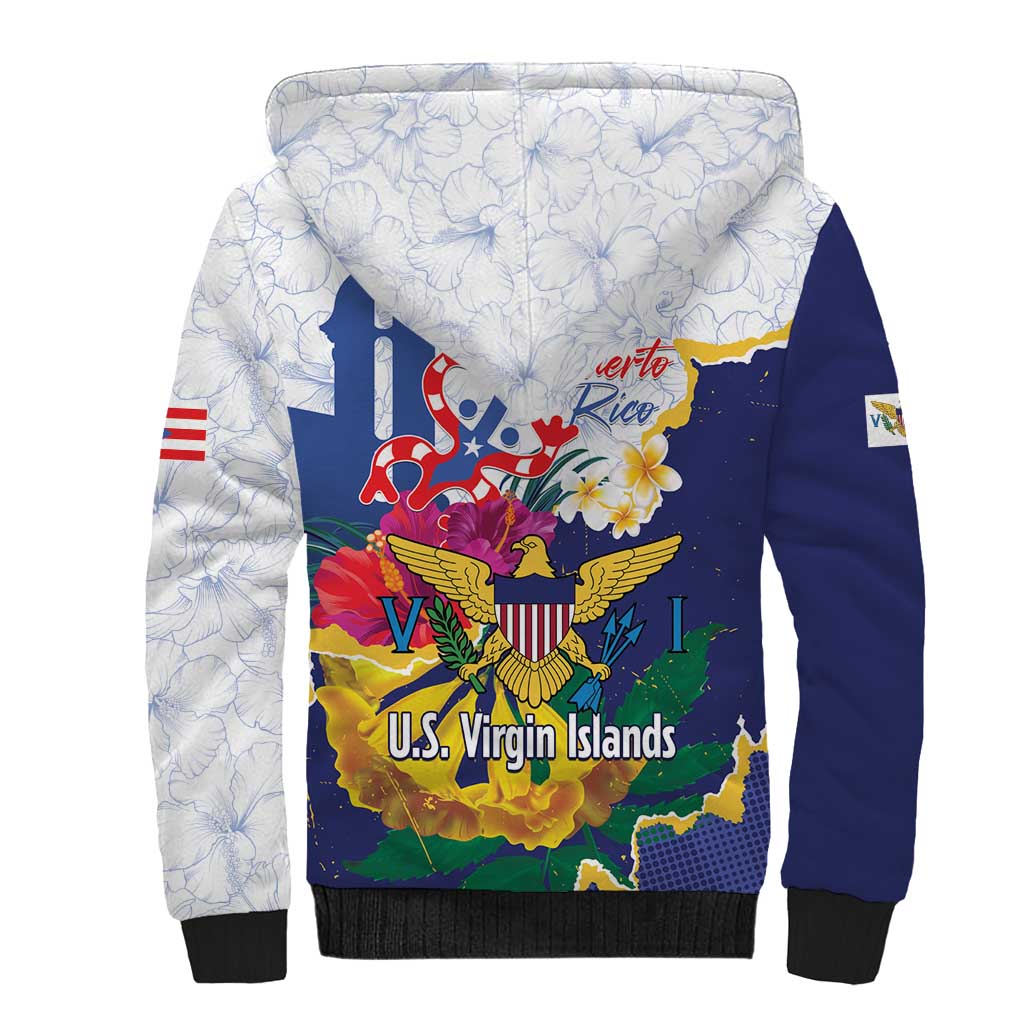 US Virgin Islands - Puerto Rico Day Sherpa Hoodie Boricua Coqui Yellow-colored Eagle - Wonder Print Shop