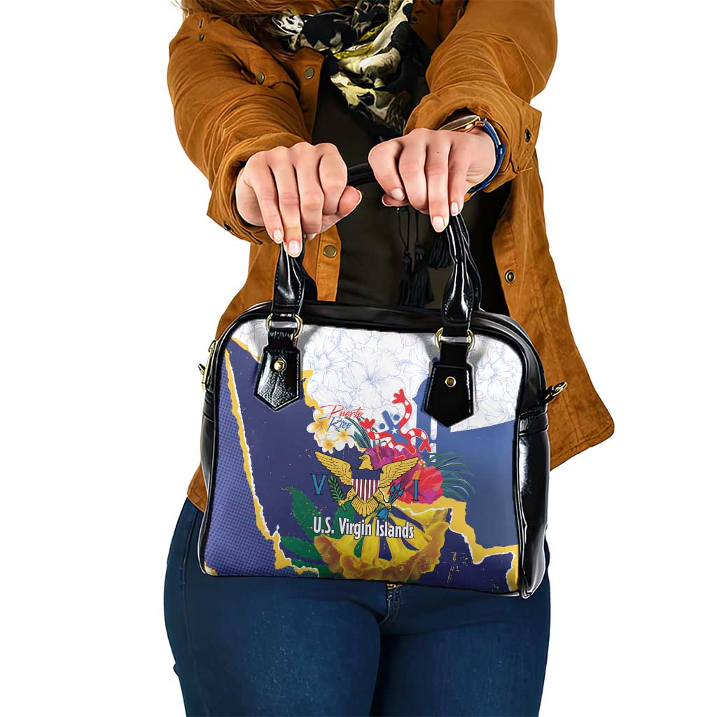 US Virgin Islands - Puerto Rico Day Shoulder Handbag Boricua Coqui Yellow-colored Eagle - Wonder Print Shop