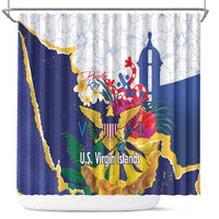 US Virgin Islands - Puerto Rico Day Shower Curtain Boricua Coqui Yellow-colored Eagle - Wonder Print Shop