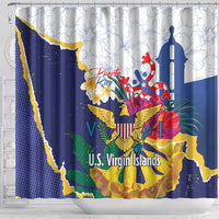 US Virgin Islands - Puerto Rico Day Shower Curtain Boricua Coqui Yellow-colored Eagle - Wonder Print Shop