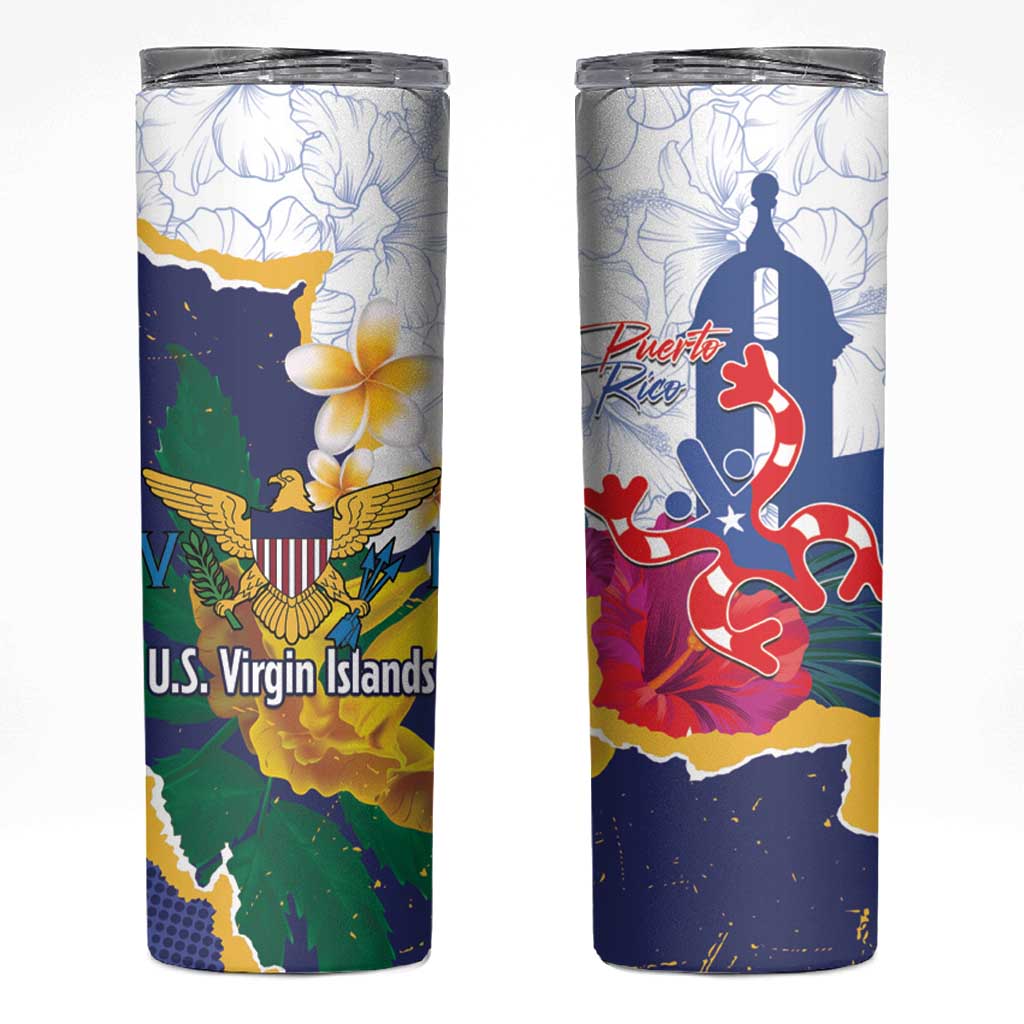US Virgin Islands - Puerto Rico Day Skinny Tumbler Boricua Coqui Yellow-colored Eagle - Wonder Print Shop