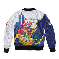 US Virgin Islands - Puerto Rico Day Sleeve Zip Bomber Jacket Boricua Coqui Yellow-colored Eagle - Wonder Print Shop