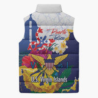 US Virgin Islands - Puerto Rico Day Sleeveless Puffer Jacket Boricua Coqui Yellow-colored Eagle - Wonder Print Shop