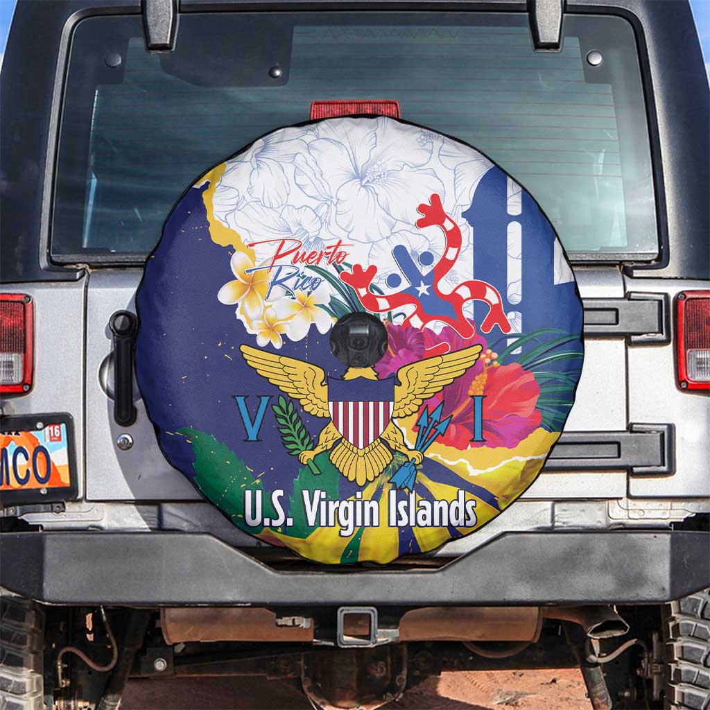 US Virgin Islands - Puerto Rico Day Spare Tire Cover Boricua Coqui Yellow-colored Eagle - Wonder Print Shop