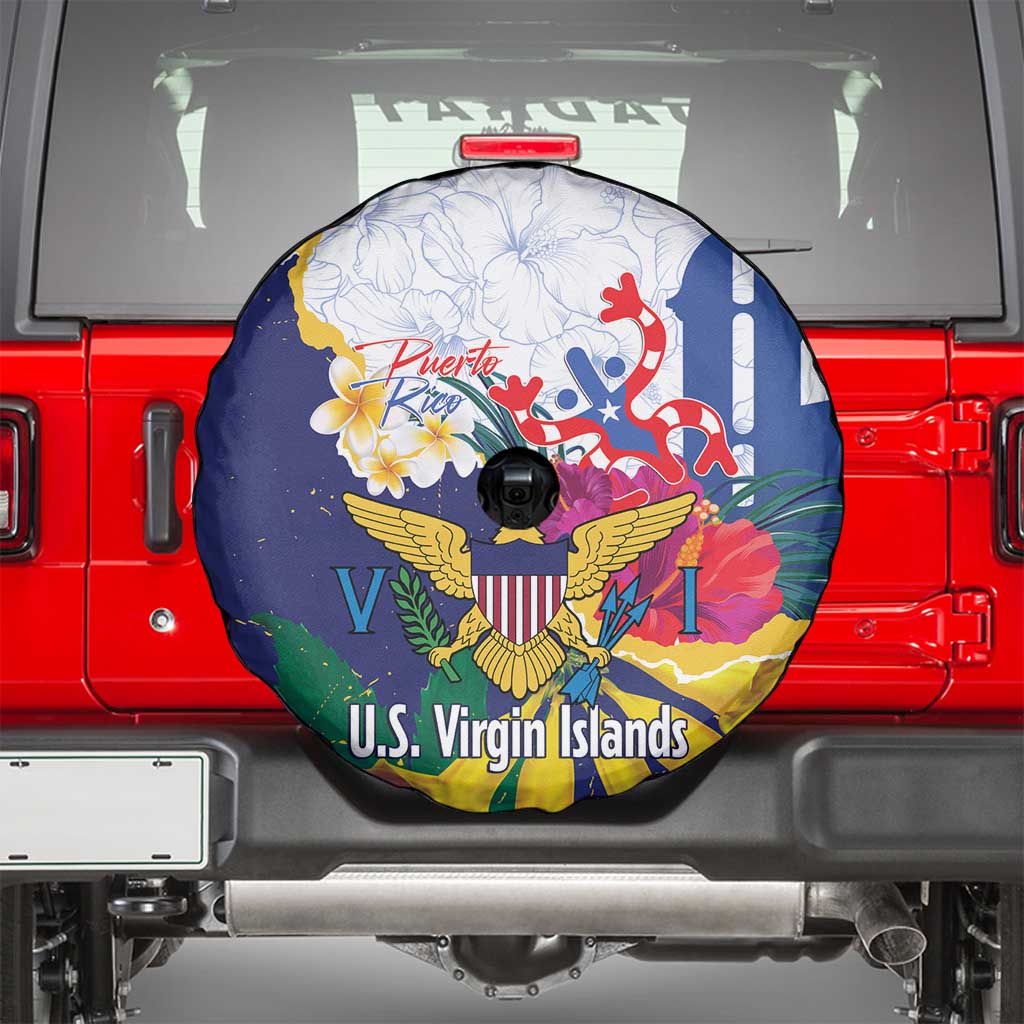 US Virgin Islands - Puerto Rico Day Spare Tire Cover Boricua Coqui Yellow-colored Eagle - Wonder Print Shop