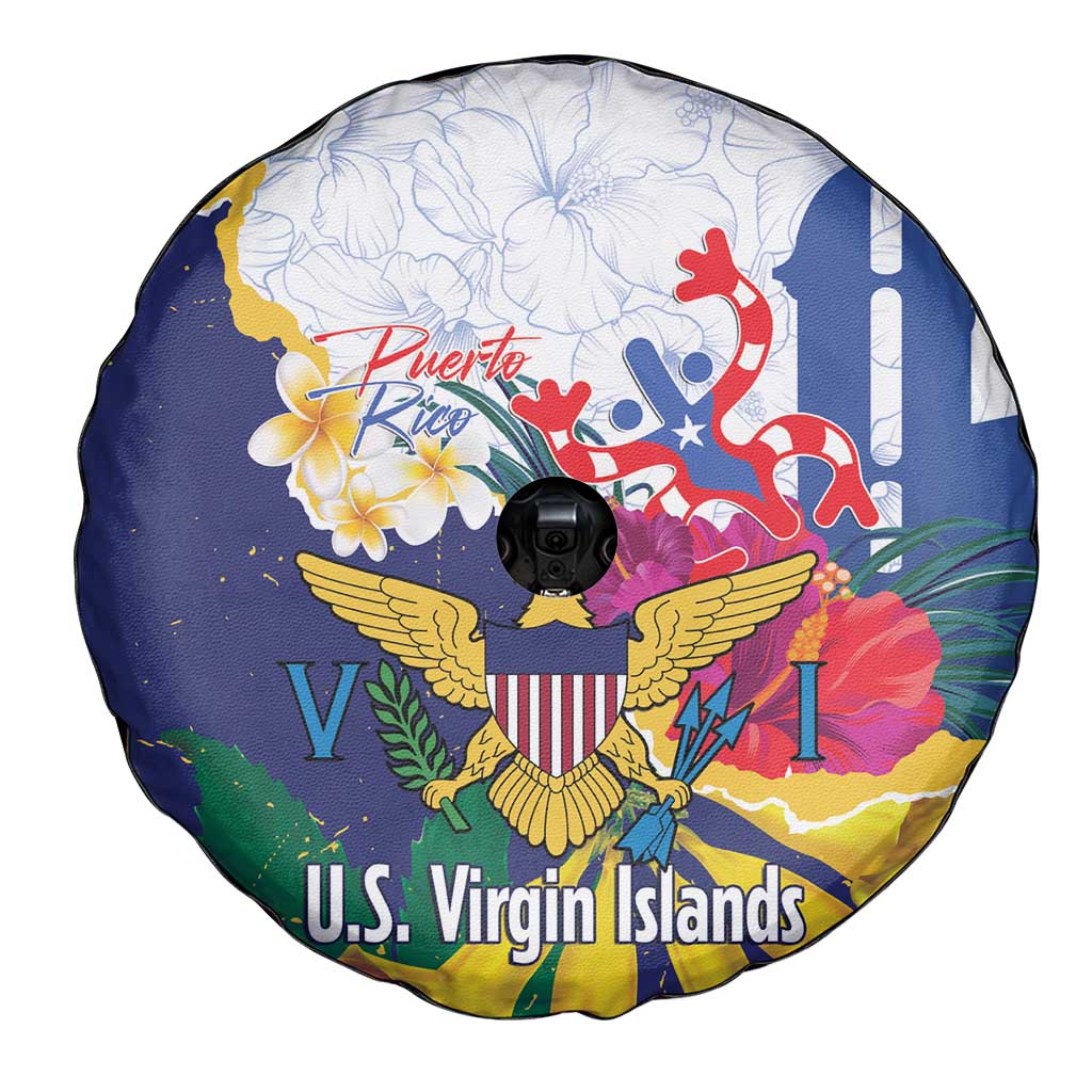 US Virgin Islands - Puerto Rico Day Spare Tire Cover Boricua Coqui Yellow-colored Eagle - Wonder Print Shop