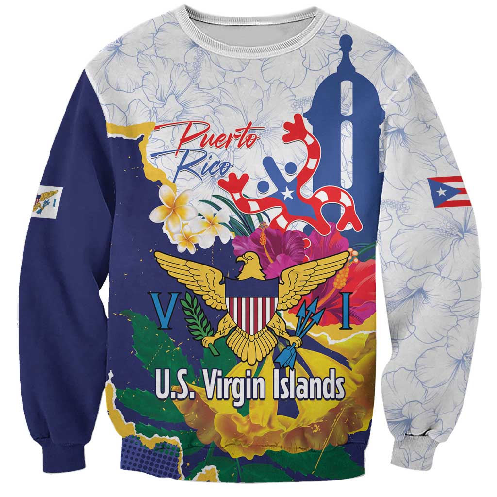 US Virgin Islands - Puerto Rico Day Sweatshirt Boricua Coqui Yellow-colored Eagle - Wonder Print Shop