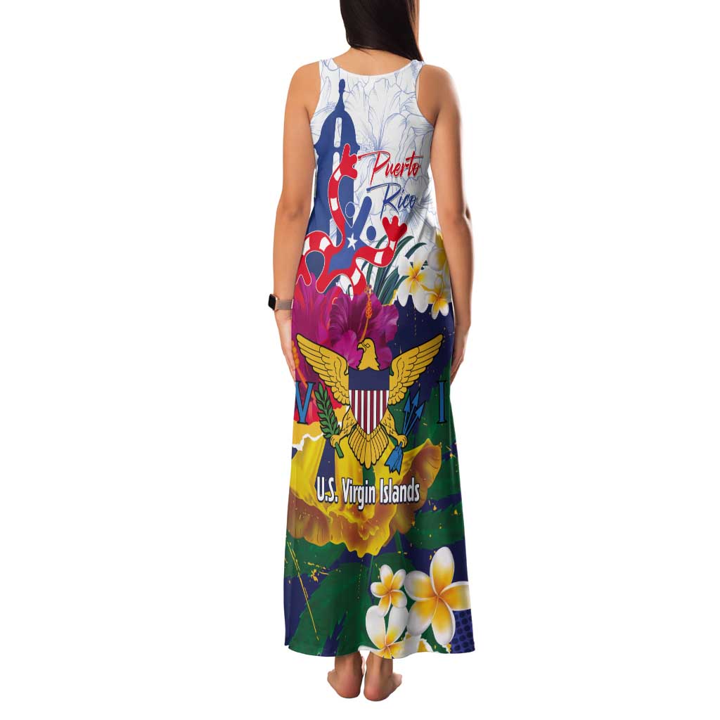 US Virgin Islands - Puerto Rico Day Tank Maxi Dress Boricua Coqui Yellow-colored Eagle - Wonder Print Shop