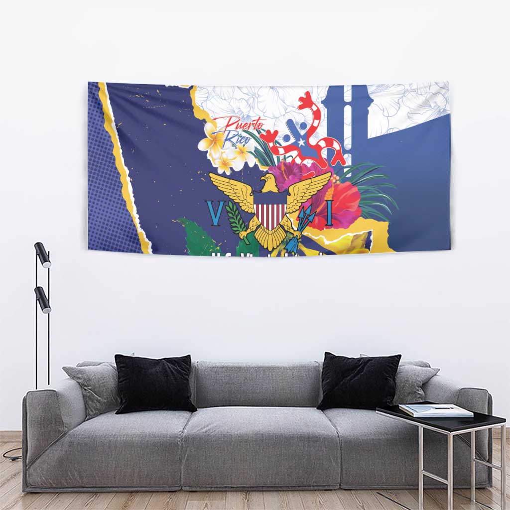 US Virgin Islands - Puerto Rico Day Tapestry Boricua Coqui Yellow-colored Eagle - Wonder Print Shop