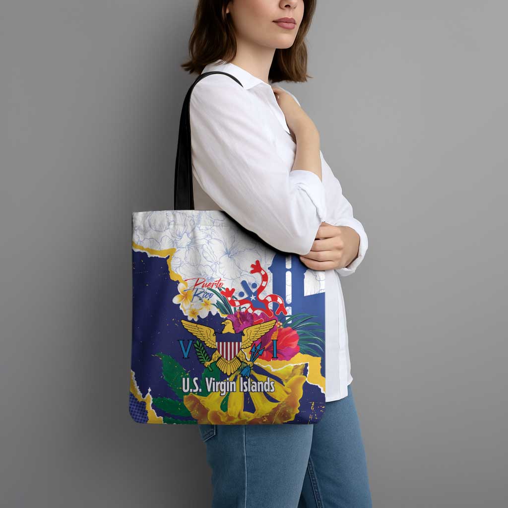 US Virgin Islands - Puerto Rico Day Tote Bag Boricua Coqui Yellow-colored Eagle - Wonder Print Shop