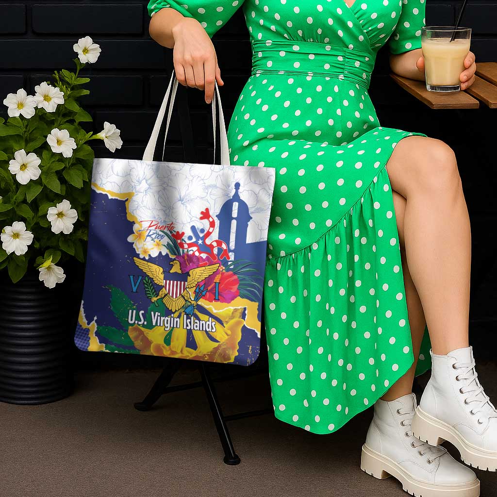 US Virgin Islands - Puerto Rico Day Tote Bag Boricua Coqui Yellow-colored Eagle - Wonder Print Shop