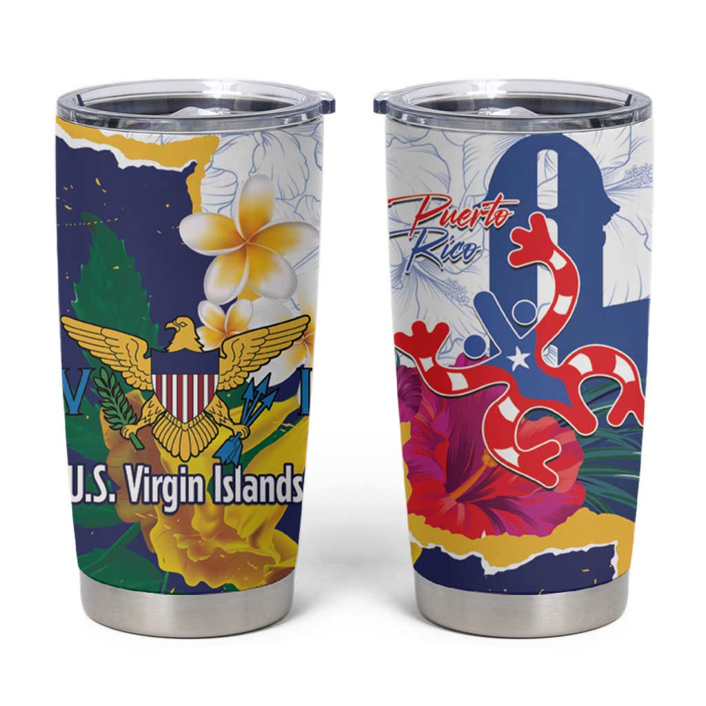 US Virgin Islands - Puerto Rico Day Tumbler Cup Boricua Coqui Yellow-colored Eagle - Wonder Print Shop