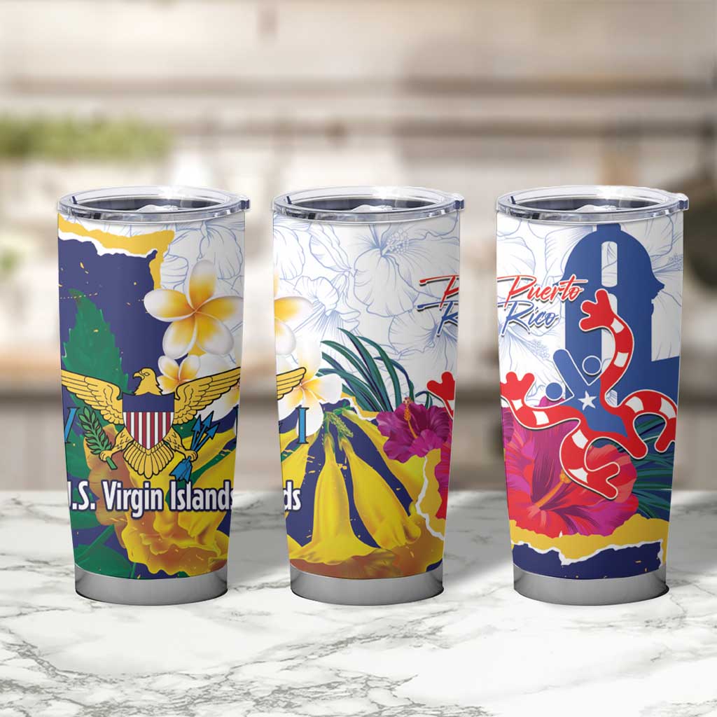 US Virgin Islands - Puerto Rico Day Tumbler Cup Boricua Coqui Yellow-colored Eagle - Wonder Print Shop
