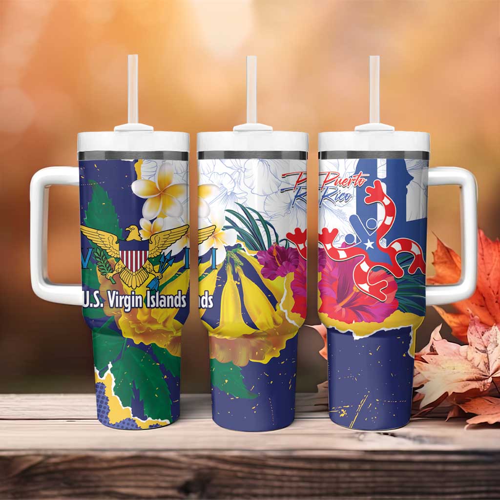 US Virgin Islands - Puerto Rico Day Tumbler With Handle Boricua Coqui Yellow-colored Eagle - Wonder Print Shop