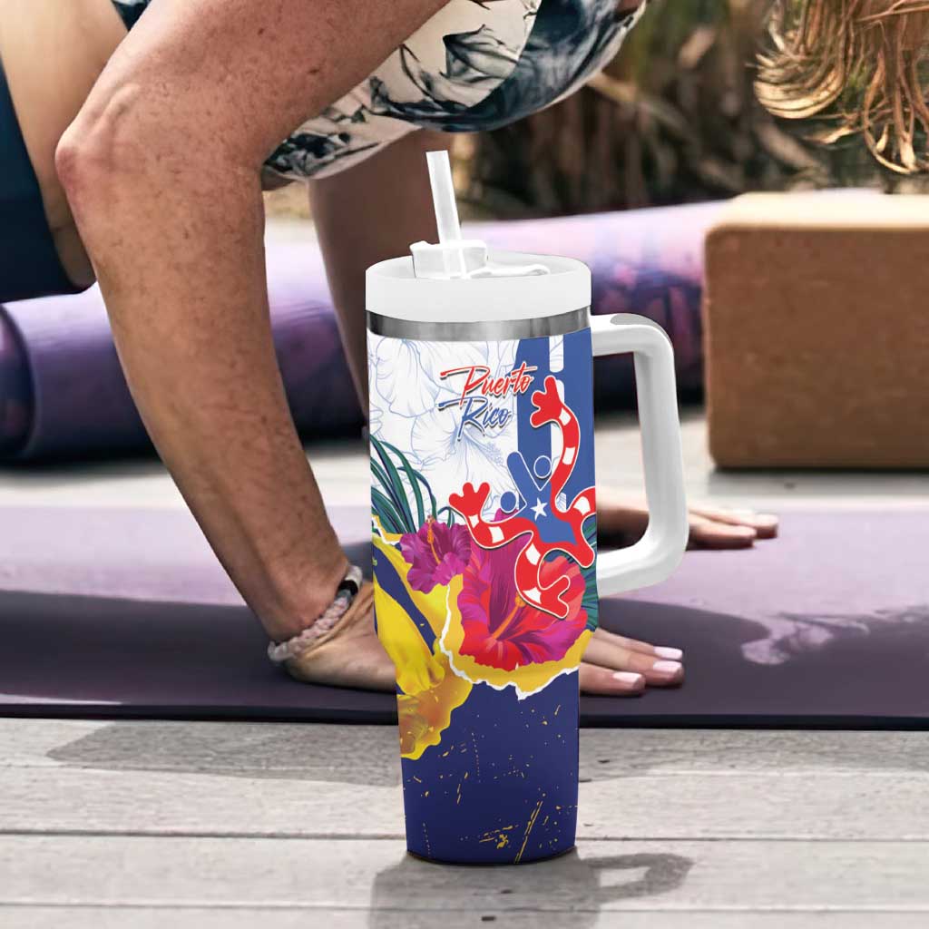 US Virgin Islands - Puerto Rico Day Tumbler With Handle Boricua Coqui Yellow-colored Eagle - Wonder Print Shop