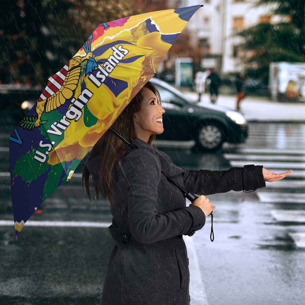 US Virgin Islands - Puerto Rico Day Umbrella Boricua Coqui Yellow-colored Eagle - Wonder Print Shop