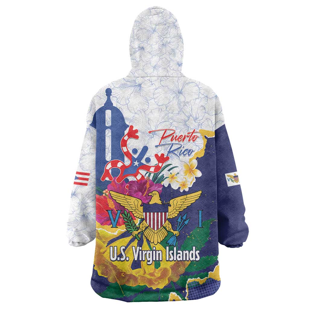 US Virgin Islands - Puerto Rico Day Wearable Blanket Hoodie Boricua Coqui Yellow-colored Eagle - Wonder Print Shop