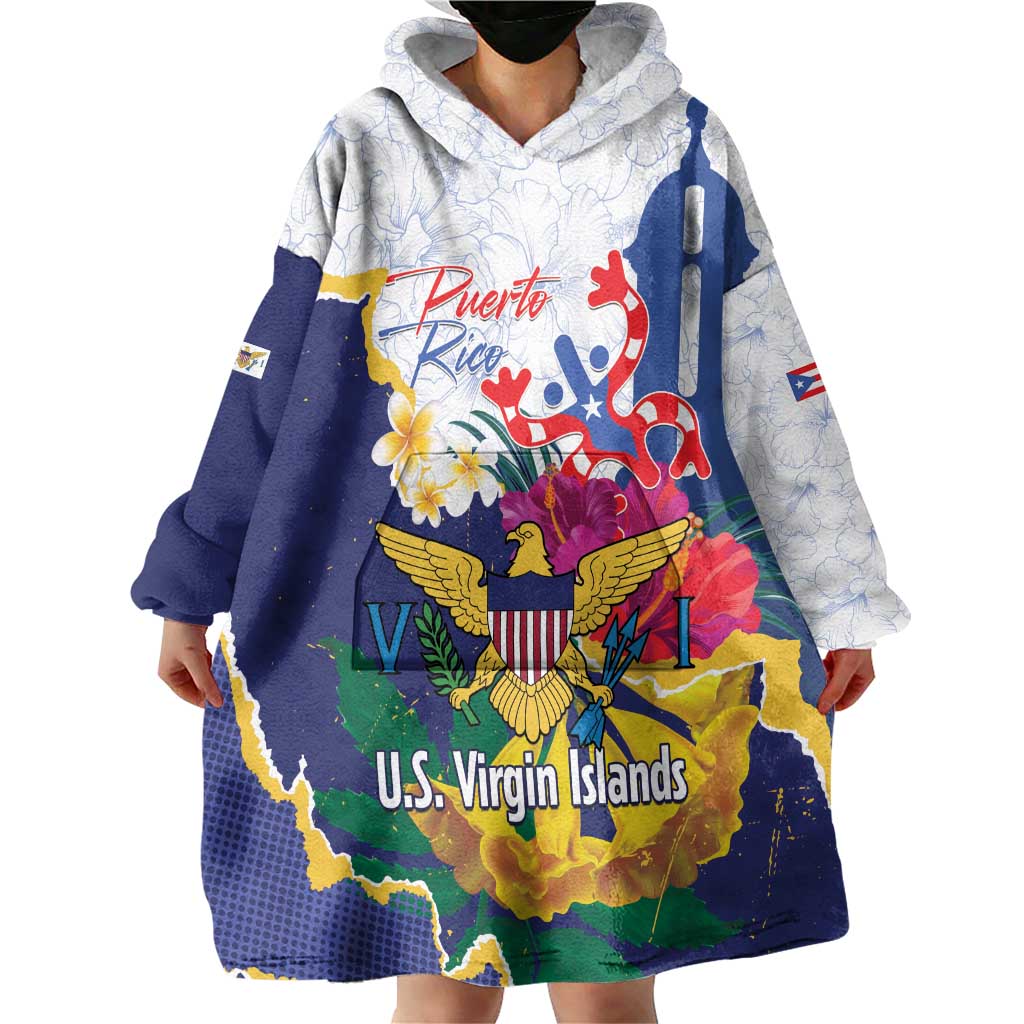 US Virgin Islands - Puerto Rico Day Wearable Blanket Hoodie Boricua Coqui Yellow-colored Eagle - Wonder Print Shop