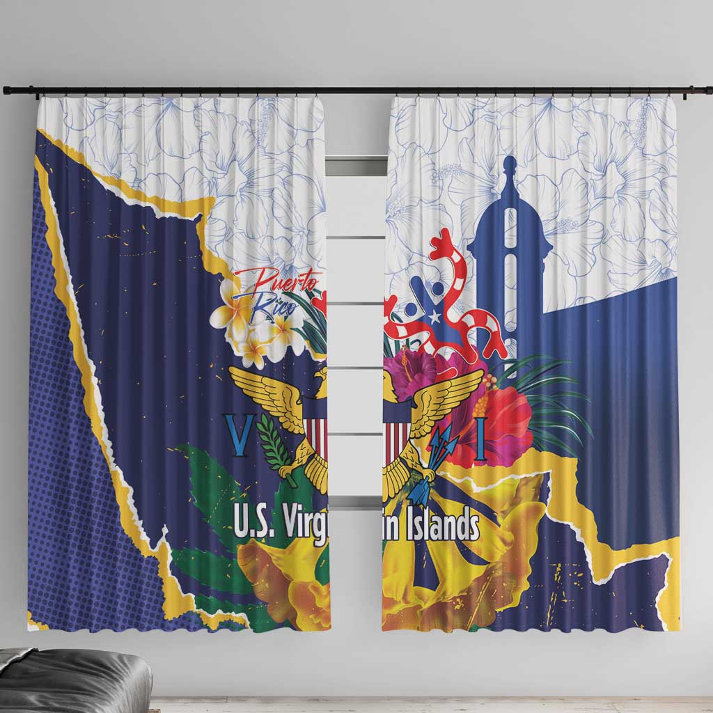 US Virgin Islands - Puerto Rico Day Window Curtain Boricua Coqui Yellow-colored Eagle - Wonder Print Shop