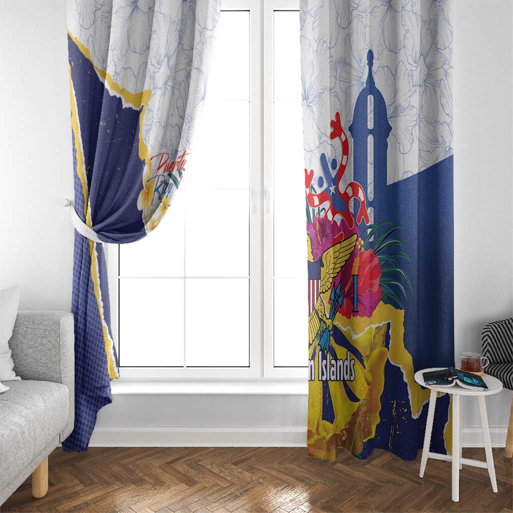 US Virgin Islands - Puerto Rico Day Window Curtain Boricua Coqui Yellow-colored Eagle - Wonder Print Shop