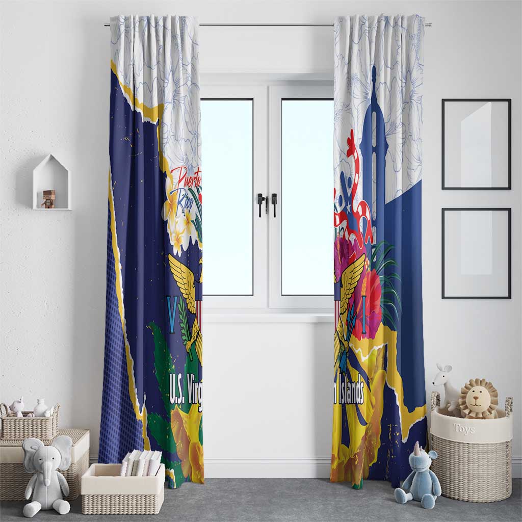 US Virgin Islands - Puerto Rico Day Window Curtain Boricua Coqui Yellow-colored Eagle - Wonder Print Shop