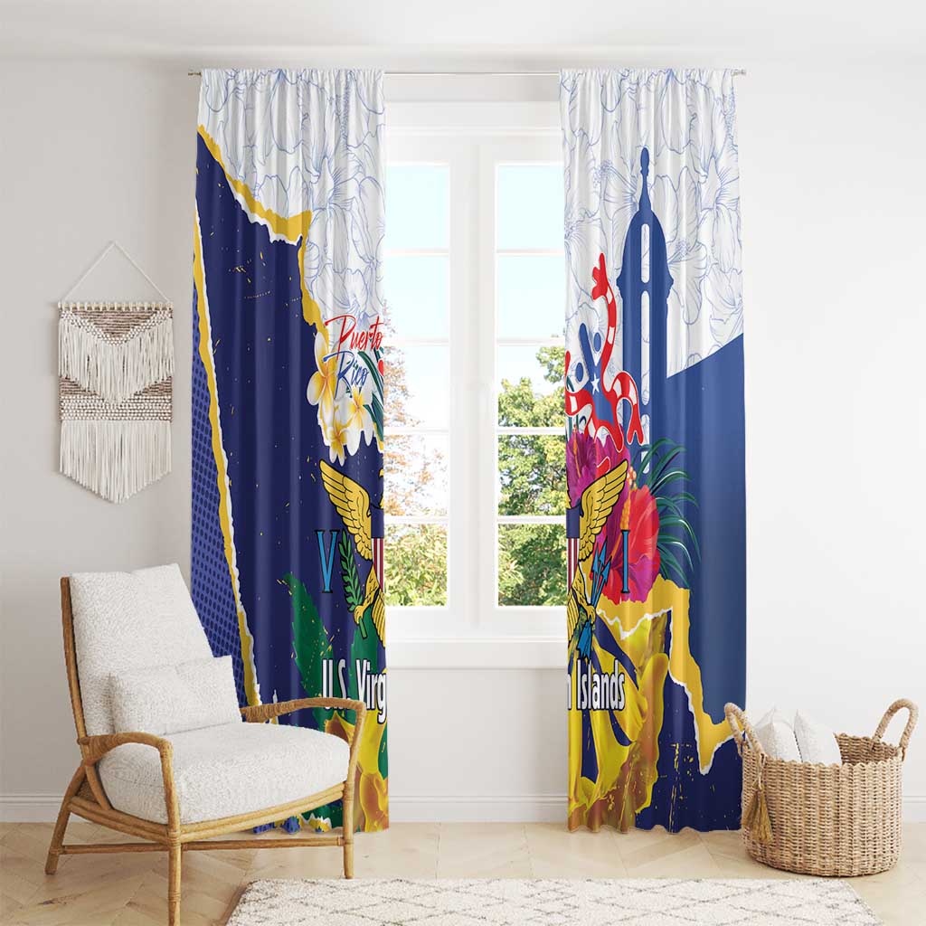 US Virgin Islands - Puerto Rico Day Window Curtain Boricua Coqui Yellow-colored Eagle - Wonder Print Shop