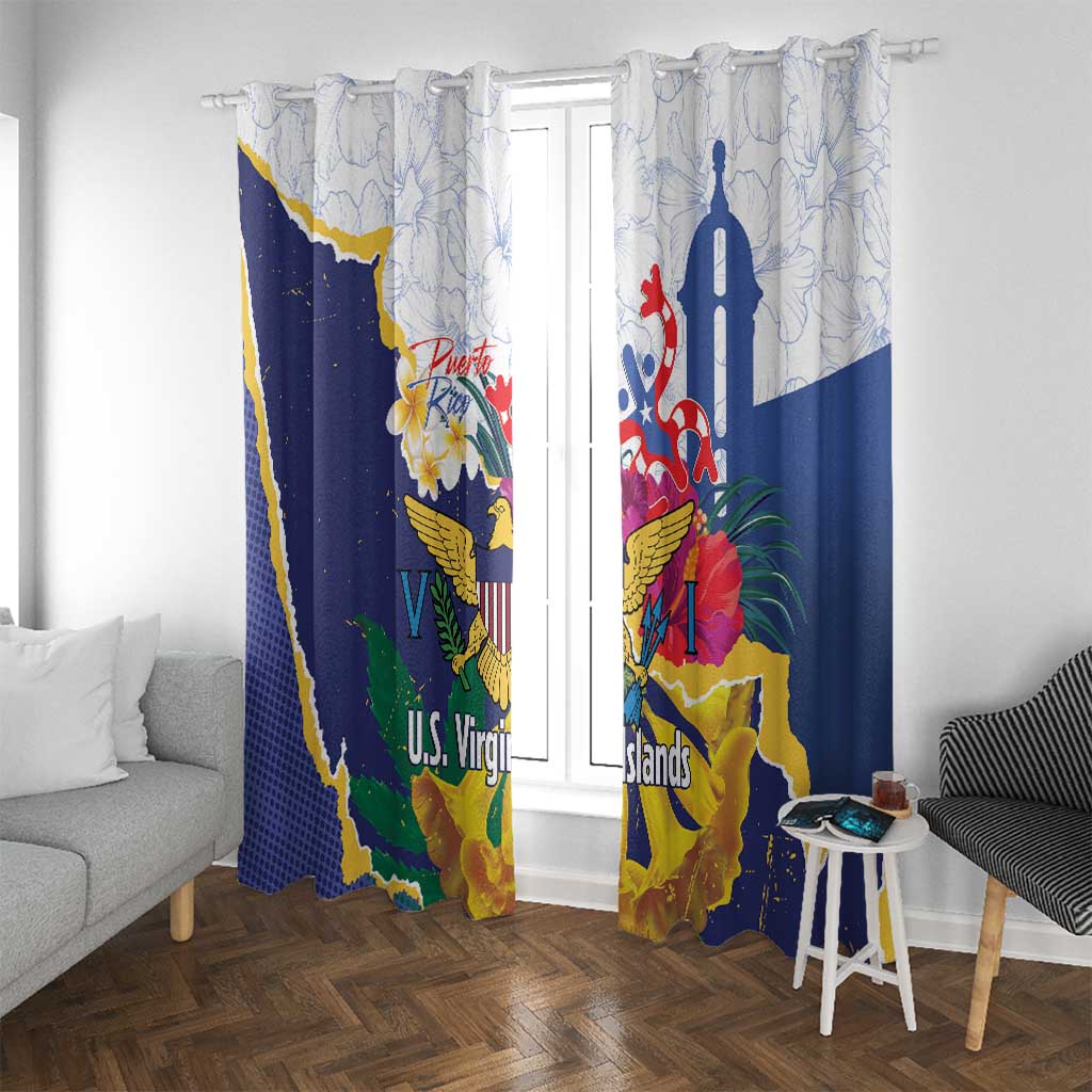 US Virgin Islands - Puerto Rico Day Window Curtain Boricua Coqui Yellow-colored Eagle - Wonder Print Shop