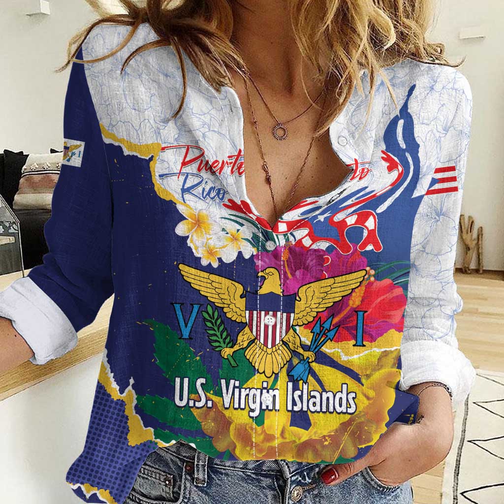US Virgin Islands - Puerto Rico Day Women Casual Shirt Boricua Coqui Yellow-colored Eagle - Wonder Print Shop