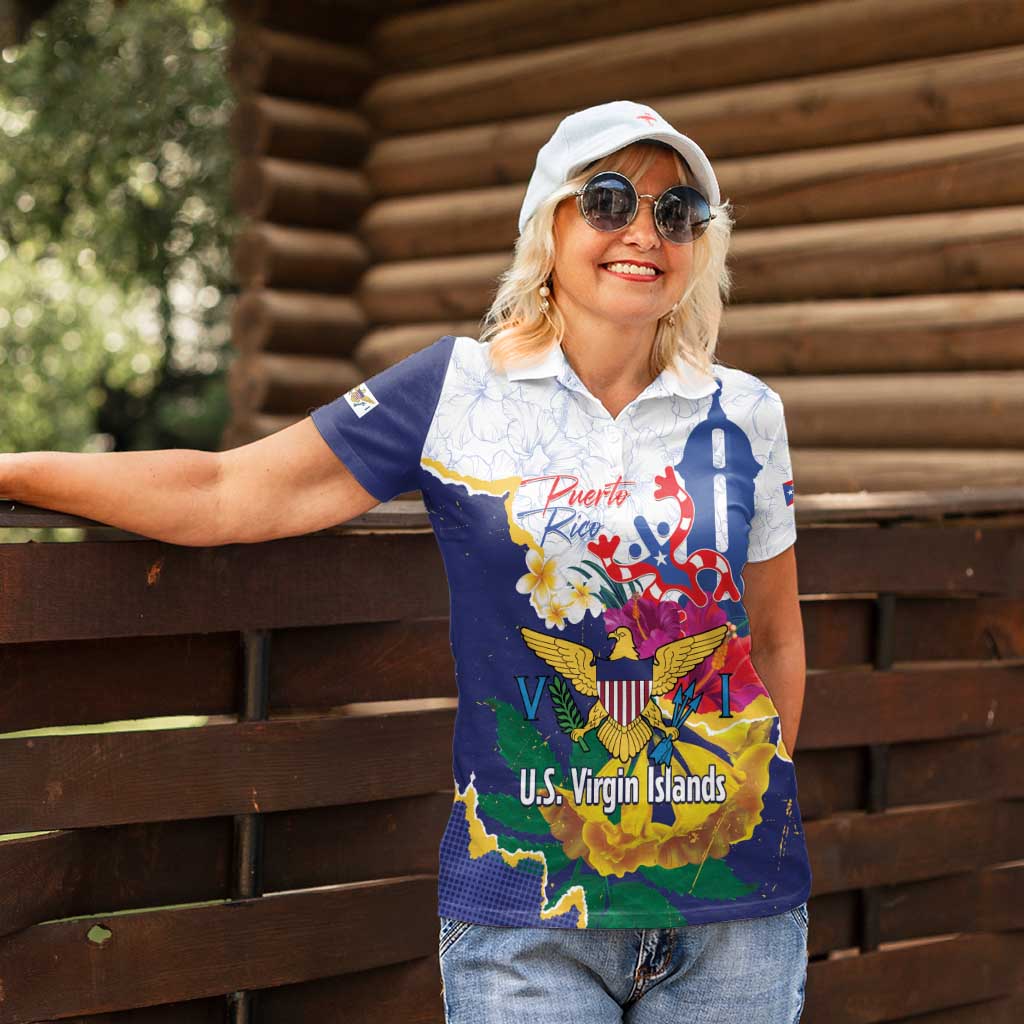 US Virgin Islands - Puerto Rico Day Women Polo Shirt Boricua Coqui Yellow-colored Eagle - Wonder Print Shop