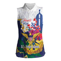 US Virgin Islands - Puerto Rico Day Women Sleeveless Polo Shirt Boricua Coqui Yellow-colored Eagle - Wonder Print Shop