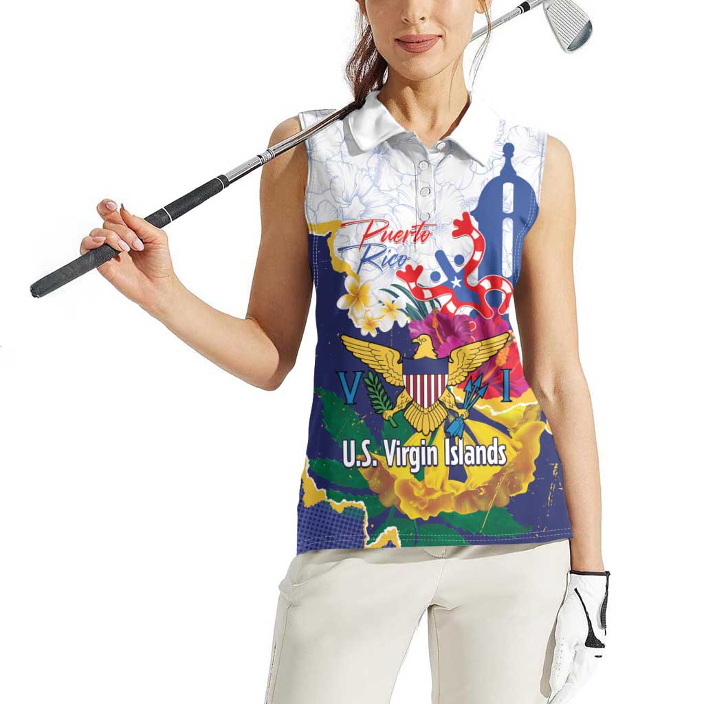 US Virgin Islands - Puerto Rico Day Women Sleeveless Polo Shirt Boricua Coqui Yellow-colored Eagle - Wonder Print Shop