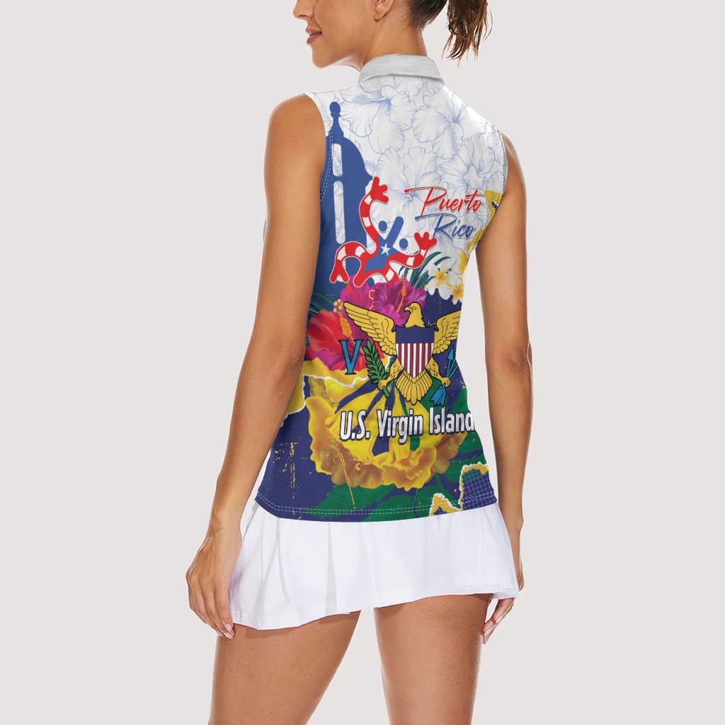 US Virgin Islands - Puerto Rico Day Women Sleeveless Polo Shirt Boricua Coqui Yellow-colored Eagle - Wonder Print Shop