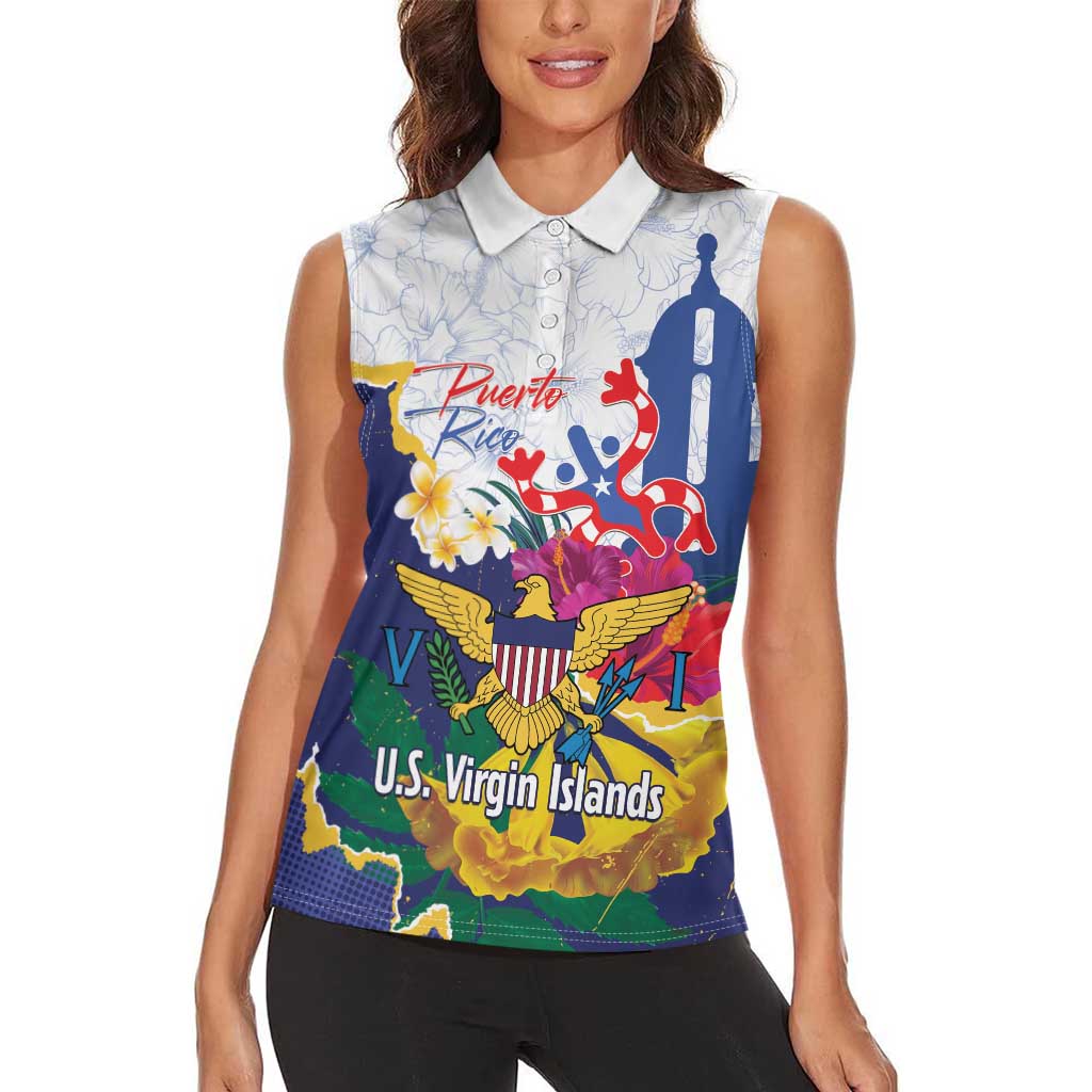 US Virgin Islands - Puerto Rico Day Women Sleeveless Polo Shirt Boricua Coqui Yellow-colored Eagle - Wonder Print Shop