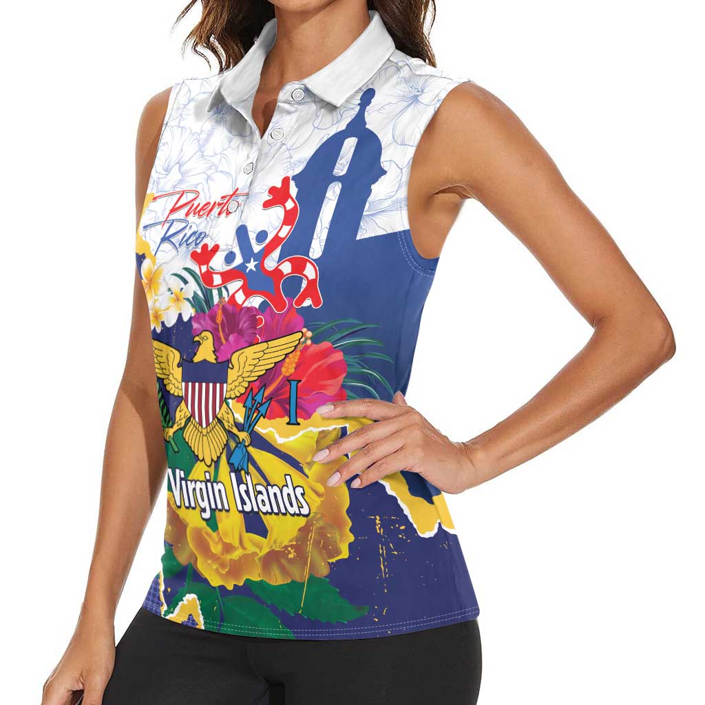 US Virgin Islands - Puerto Rico Day Women Sleeveless Polo Shirt Boricua Coqui Yellow-colored Eagle - Wonder Print Shop