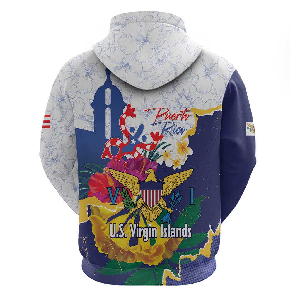 US Virgin Islands - Puerto Rico Day Zip Hoodie Boricua Coqui Yellow-colored Eagle - Wonder Print Shop