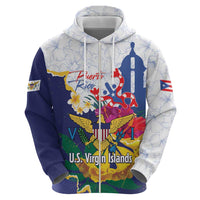 US Virgin Islands - Puerto Rico Day Zip Hoodie Boricua Coqui Yellow-colored Eagle - Wonder Print Shop