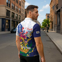 US Virgin Islands - Puerto Rico Day Zipper Polo Shirt Boricua Coqui Yellow-colored Eagle - Wonder Print Shop